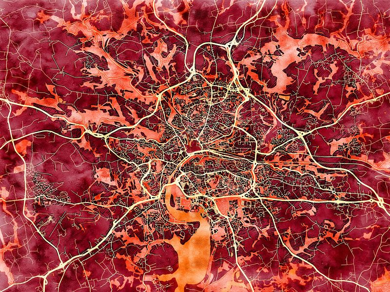 Kaart van Quimper in de stijl 'Amber Autumn' van Maporia