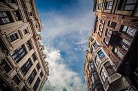 Between the buildings