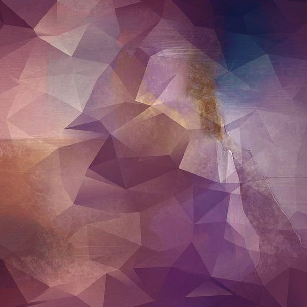 Modern abstract geometric art. Triangles in purple, rusty brown and blue by Dina Dankers