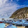 Boats on the beach of Monterosso al Mare on the Mediterranean coast i by Rico Ködder