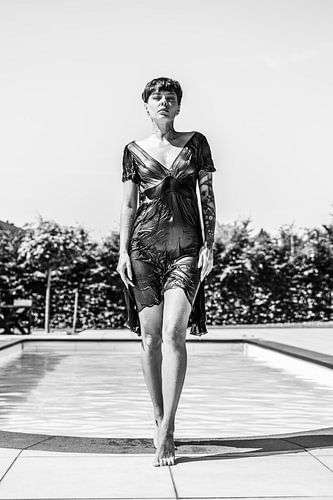 Excitement. Woman from the water