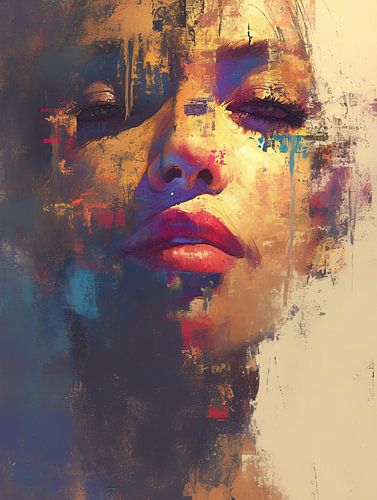 Intensives Frauenporträt mit lebendigen Farben