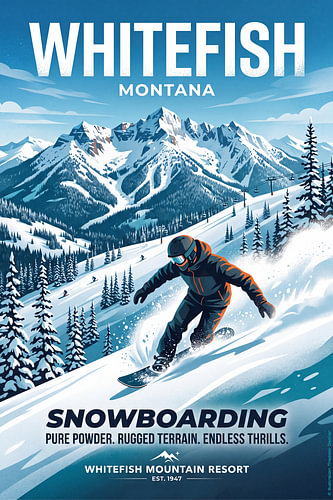 Snowboarding in Whitefish, Montana