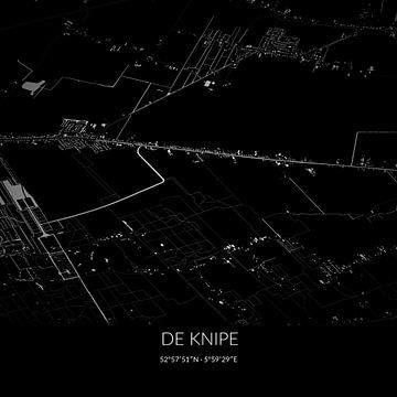 Zwart-witte landkaart van De Knipe, Fryslan. van Rezona