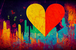 Herz an einer Wand gemalt Illustration