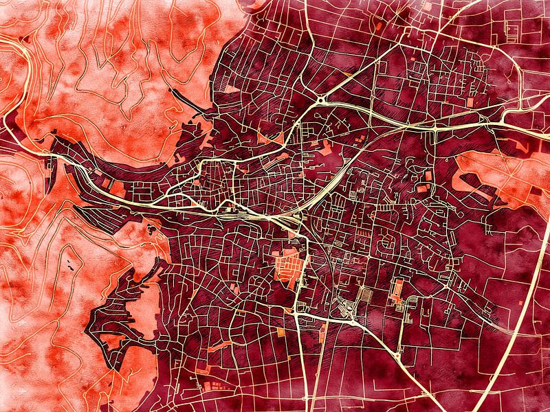 Carte de Neustadt an der Weinstraße avec le style 'Amber Autumn' par Maporia