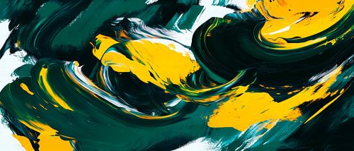Kleurrijke abstractie in groen en geel