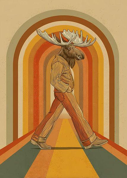 Retro eland op de catwalk in wijduitlopende broek van HyggeHavn