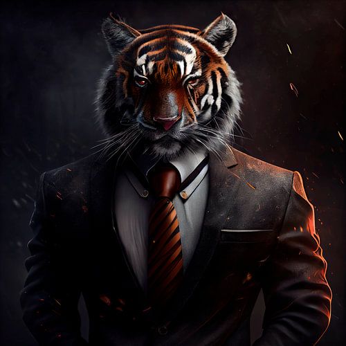 Stately portrait of a Tiger in a fancy suit