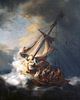 Christus im Sturm auf dem See von Galiläa, Rembrandt vom Rhein von Rembrandt van Rijn Miniaturansicht