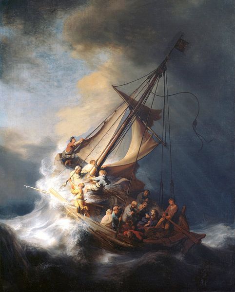 Christus in de storm op het meer van Galilea, Rembrandt van Rijn van Rembrandt van Rijn