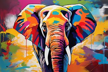 Kleurrijke olifant in moderne kunst van Art & Soul Creations