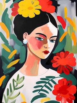 Frida with flowers by haroulita