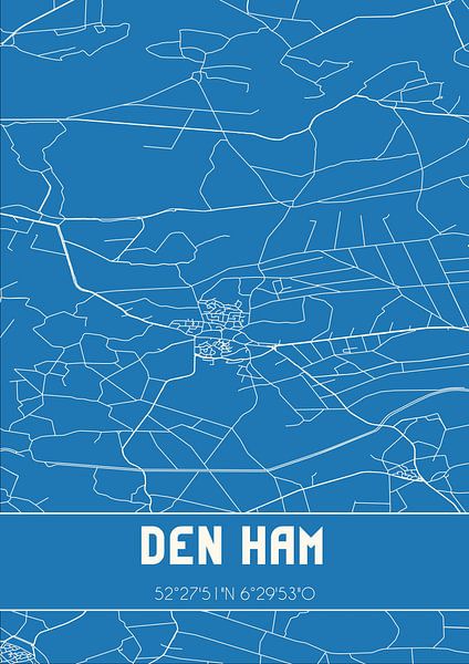 Blauwdruk | Landkaart | Den Ham (Overijssel) van Stad & Wand