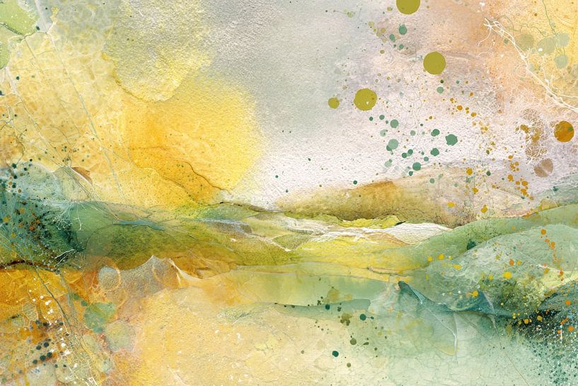 Abstrakte Malerei - Gelb Grün Verträumt und Organisch von Joriali Abstrakte Kunst