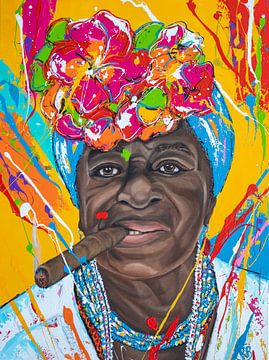 Cuban woman with cigar II by Happy Paintings