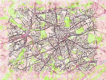 Karte von Bochum im stil 'Soothing Spring' von Maporia
