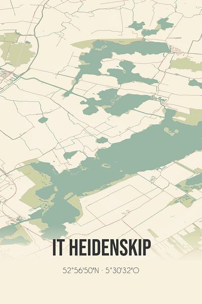 Vintage map of It Heidenskip (Fryslan) by Prints of Place