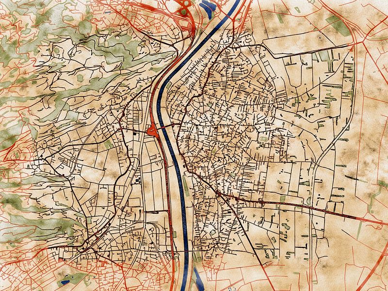 Map of Lustenau with the style 'Serene Summer' by Maporia