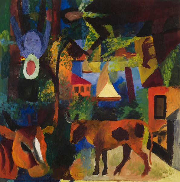 Paysage d'August Macke avec vaches et voilier par Studio POPPY