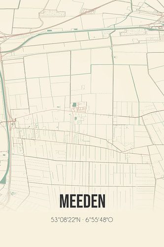 Vintage landkaart van Meeden (Groningen)