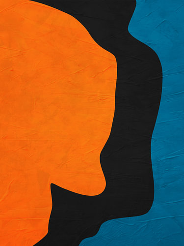 Minimalist abstract art featuring organic shapes in warm, colourful tones.