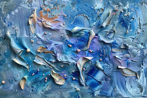 Blauw Abstract Schilderij – Expressionisme en Kleurtextuur