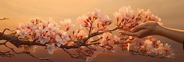 Hand-swaying flowers in the glow of the sunset, art design in spring by Animaflora PicsStock