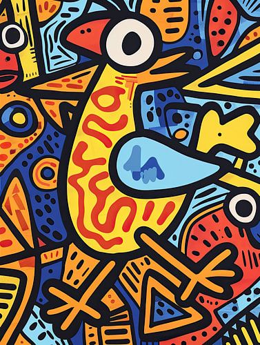 Malerei Buntes Abstraktes | Tierisches Chaos