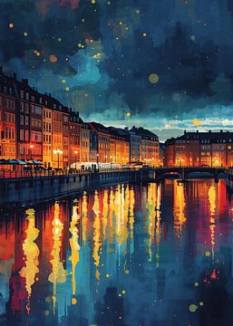 Stockholm bei Nacht Stadtbild von Muhammad Ardian