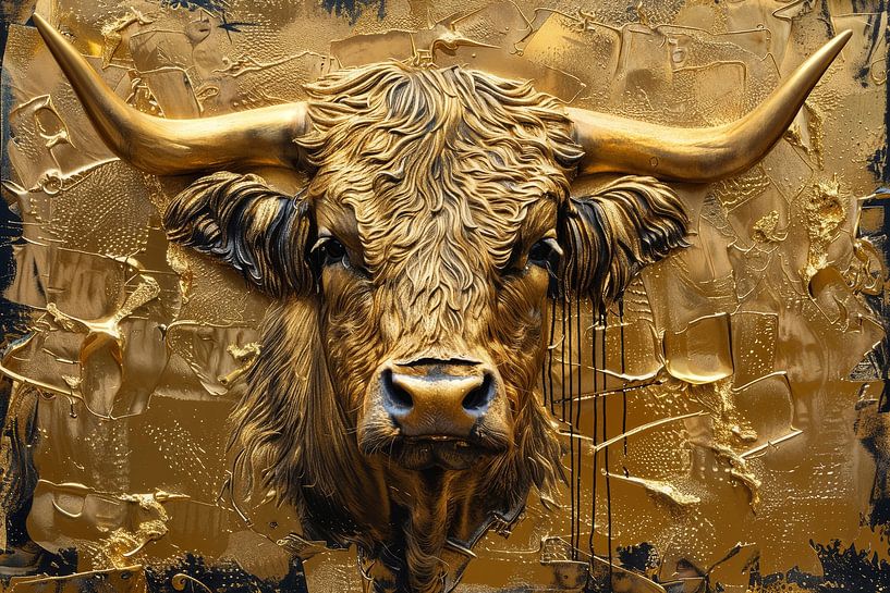 Golden Highlander - Majestic Luxury - Cow by Eva Lee