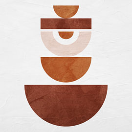 Hedendaagse minimalistische, geometrische, abstracte kunst, aardse tinten. van Online Arts