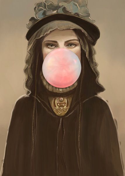 Classic bubble gum portrait by W. Vos