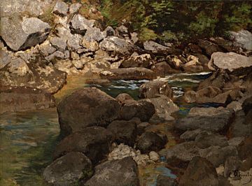 Carl Schuch~Mountain Stream met Boulders