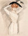 Paul César Helleu - Een elegante dame met een hoed van Peter Balan thumbnail