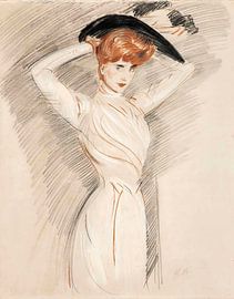 Paul César Helleu - An elegant lady with a hat by Peter Balan