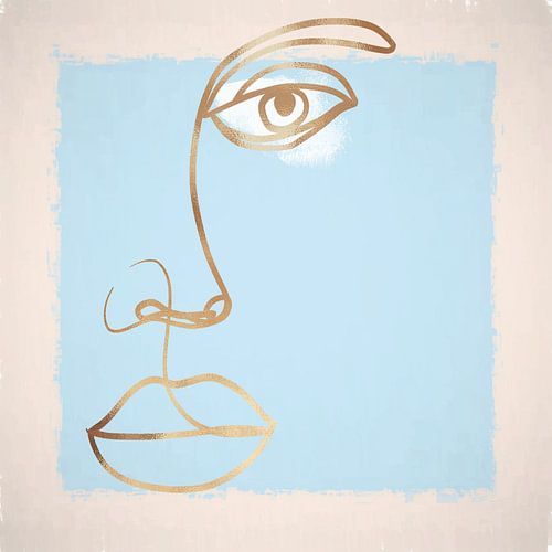 Een gouden abstract portret van een vrouw