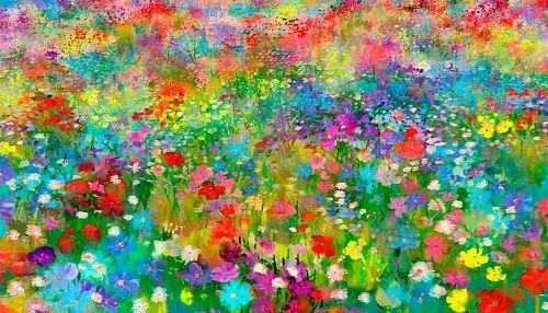 Modern und abstrakt: Buntes Blumenmeer