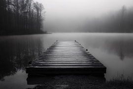 Foggy wooden jetty in silence by Art & Soul Creations