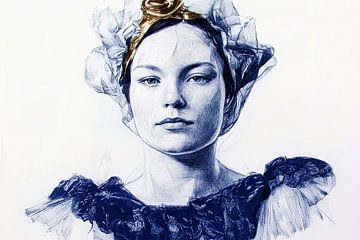 De Blik van Toen, een vrouwenportret van Vlindertuin-Art