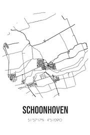 Schoonhoven (Südholland) | Karte | Schwarzweiß von Ortsdrucke