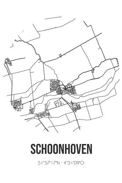 Schoonhoven (South-Holland) | Map | Black and white by Prints of Place