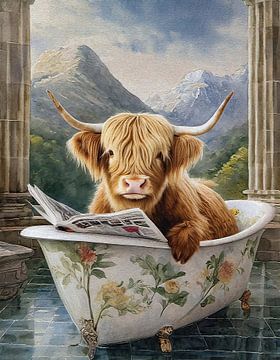 Mountain Moo-rning News by Gisela- Art for You