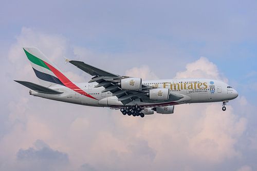 Emirates Airbus A380 passagiersvliegtuig.