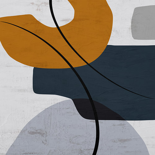 Minimalistische abstrakte Kunst mit organischen Formen in Erdtönen