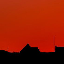 Texel vuurtoren Eierland red sky 01 van Texel360Fotografie Richard Heerschap
