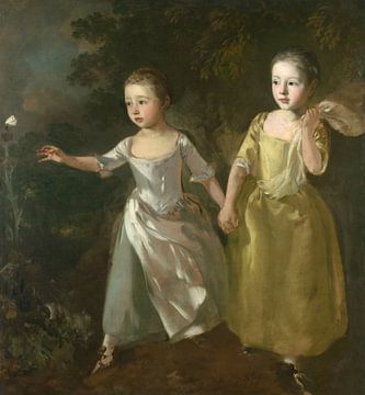 De dochters van de schilder achter een vlinder aan, Thomas Gainsborough