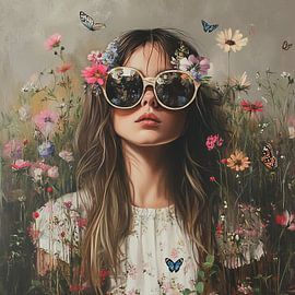 Jonge Dame in Bloementuin van Blikvanger Schilderijen