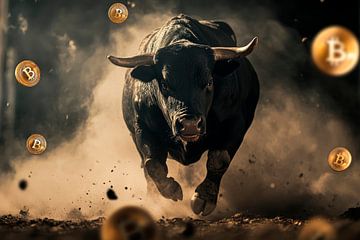 Stieren met cryptocurrencies - Dynamisch van Poster Art Shop