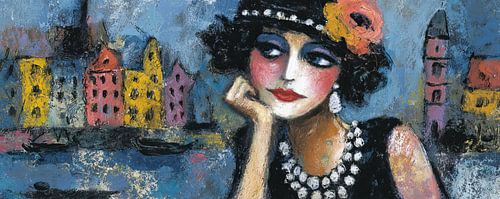 Mosel | Woman with a flower by Abstract Painting